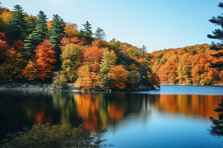 美丽的秋天山湖图片