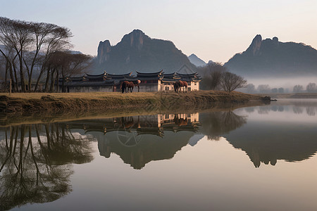 清晨乡村风景图片