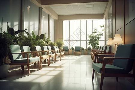 医院等候区的绿色植物图片