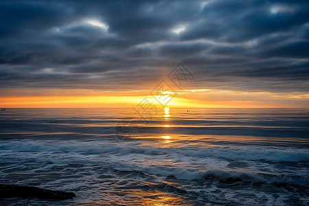 海边的日落晚霞背景图片