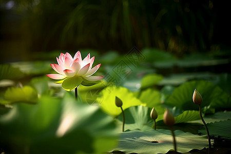 水墨画荷花池塘的荷叶背景