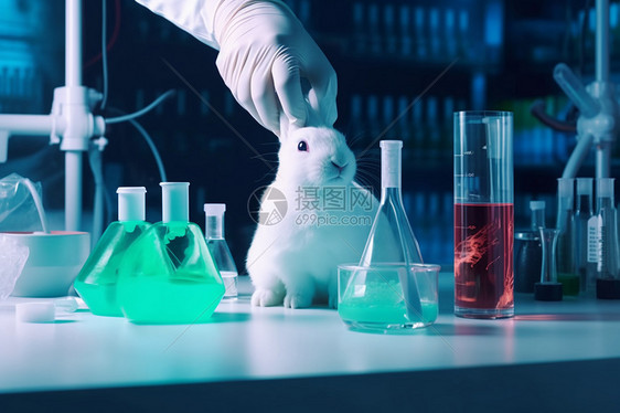 研究人员用兔子实验图片