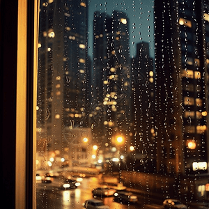 雨天出租车窗外小雨城市背景