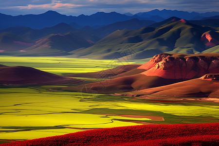 美丽的山川花海图片