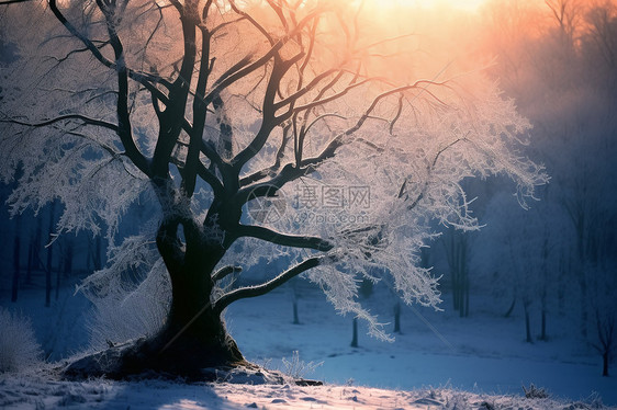 寒风下的树木图片