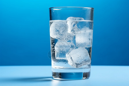 玻璃杯中的冰水背景图片