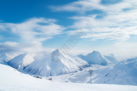 蓝天下的雪山图片