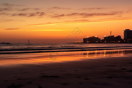 黄昏的海滩背景图片