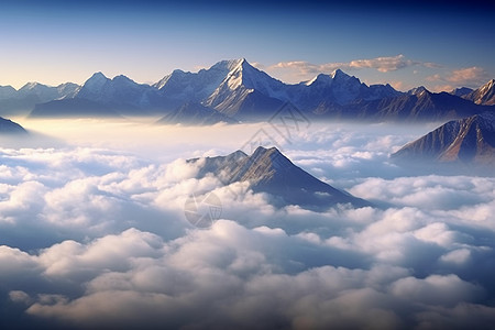 云海缭绕的山脉图片