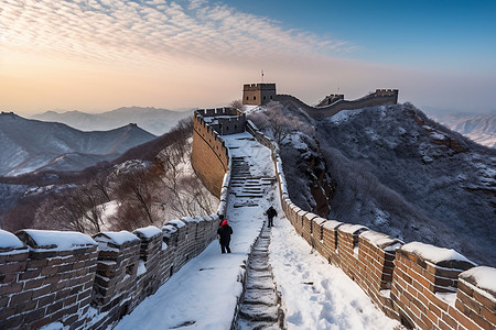 冰雪覆盖的景区图片