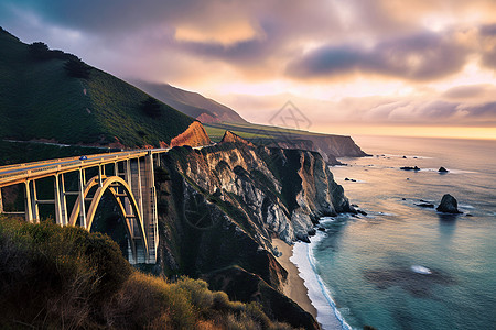 美国加利福尼亚州太平洋高速公路背景图片