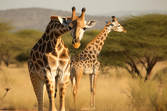 非洲草原上的长颈鹿图片