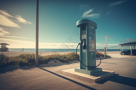 海边的EV充电站图片