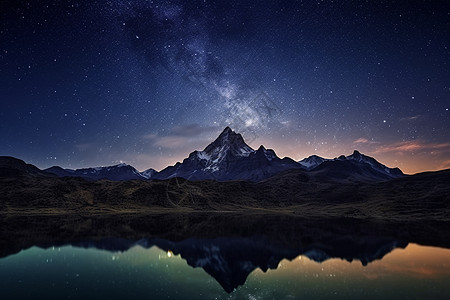 璀璨星空山峰上的星空背景