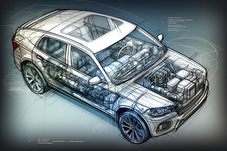 汽车内部结构草图图片