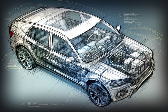 汽车内部结构草图图片