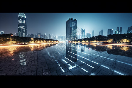 灯火透明的现代城市建筑图片