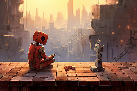 未来世界中2个ai机器人面对面对话图片