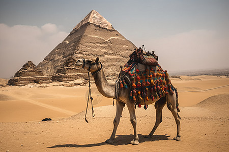 沙漠金字塔的自然景观背景图片
