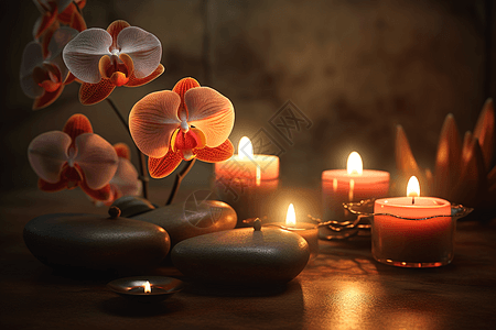 温馨的蜡烛花卉图片