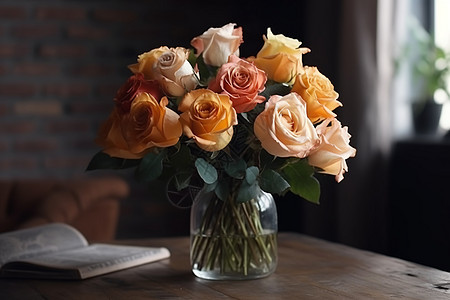 美丽优雅的玫瑰花束背景图片