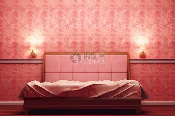 粉红色的卧室图片