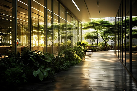 办公楼的绿化植物图片