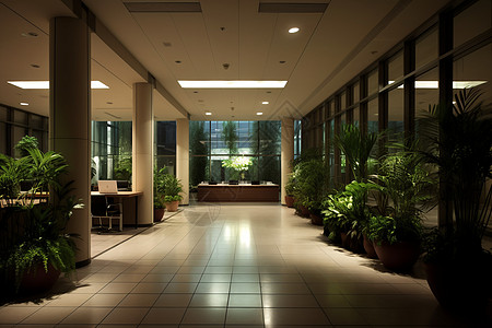 商业办公楼中的植物图片