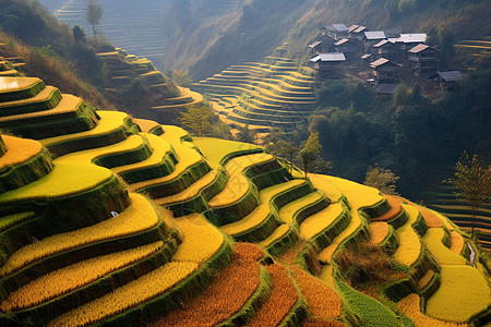 美丽的梯田背景图片