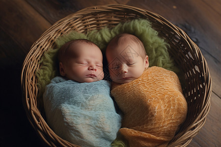 两个婴儿午睡图片