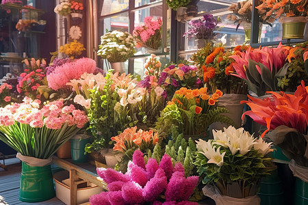 花店里五彩缤纷的鲜花图片