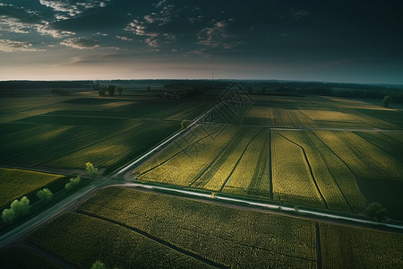鸟瞰晚上的农田图片