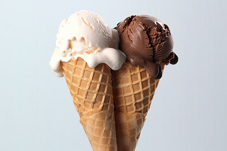 香草和巧克力口味的冰淇淋图片