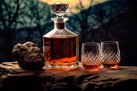 岩石上的威士忌背景图片
