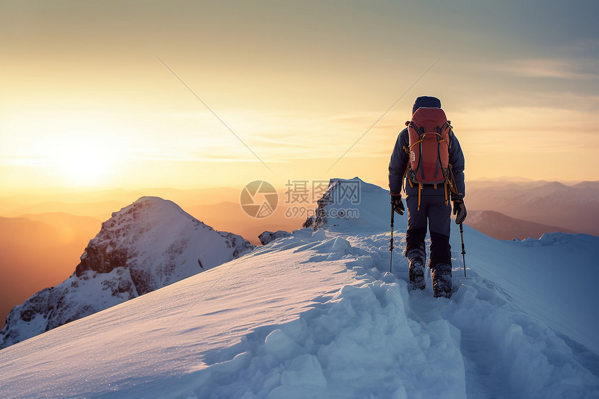 徒步登雪山图片