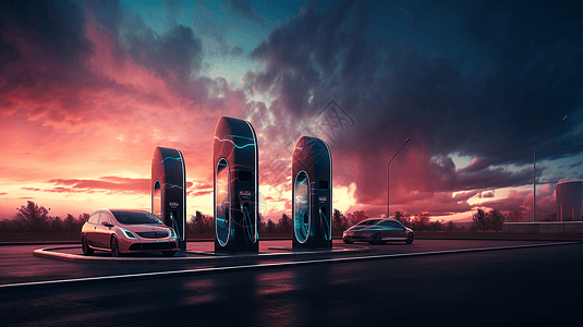 未来能源汽车充电站图片