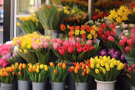 出售新鲜花卉的花店背景图片