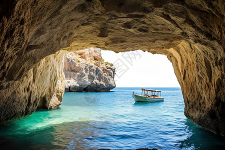 欧洲意大地中海洞穴风景图片