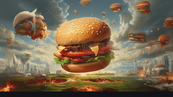 在天空中的汉堡包图片