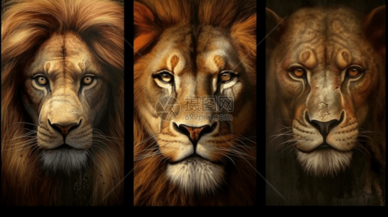 三种不同的狮子的脸型图片