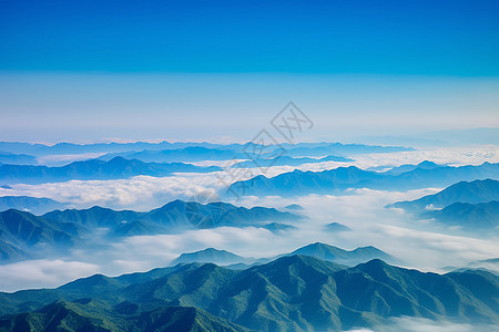 俯瞰云海和山脉图片