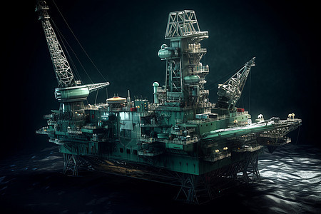 深海中工作的钻机图片