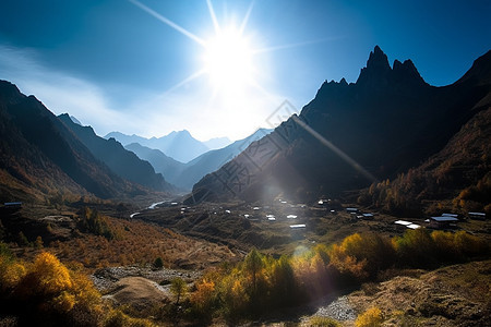 甘南香巴拉山脉秋天自然景观背景图片