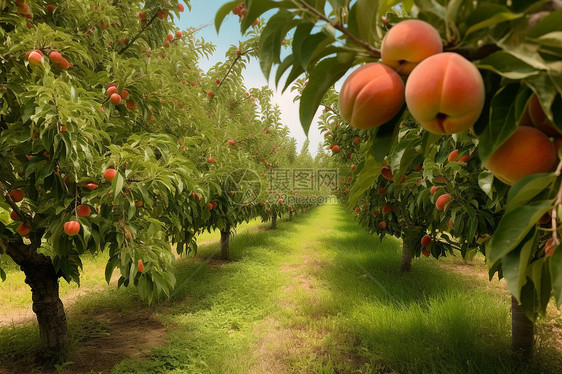 农村桃子种植果园图片