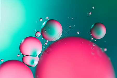 抽象粉红色气泡绿松石背景图片