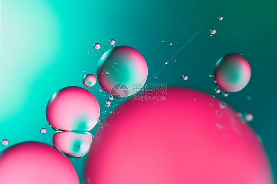 抽象粉红色气泡绿松石背景图片