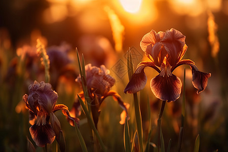 日落时的花朵图片