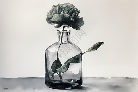 玻璃瓶中的牡丹背景图片