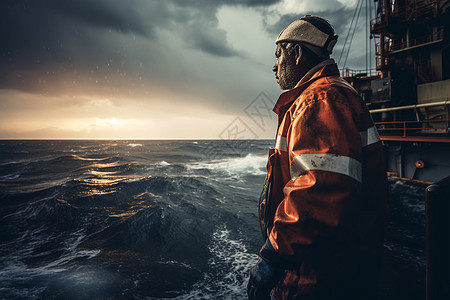 海洋中的钻井工人图片