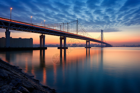 日落时分的长江大桥图片